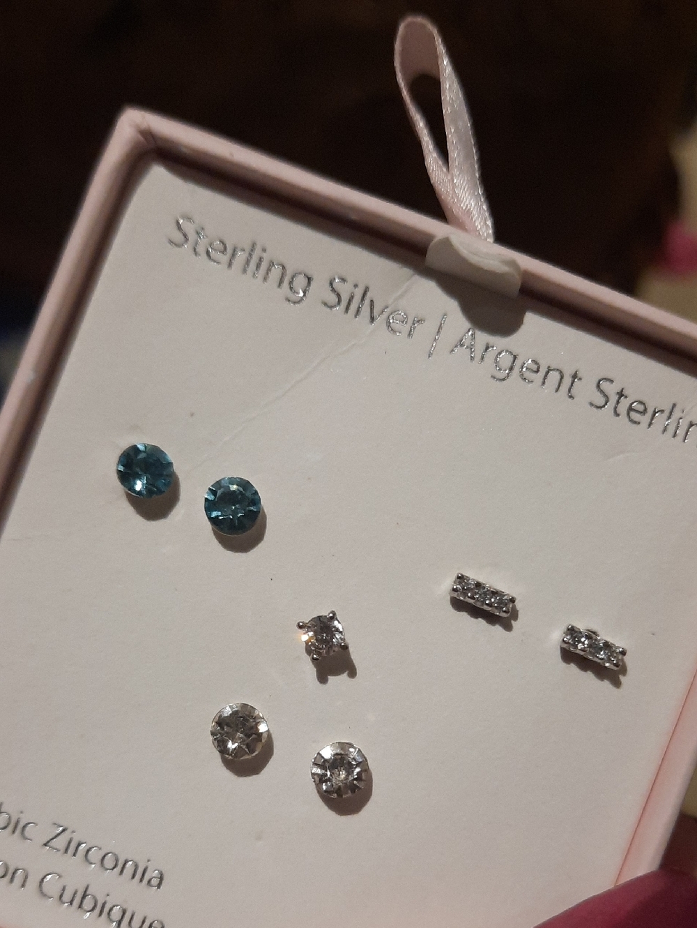 3 Pair 1 Single Solid Sterling Silver CZ & Crystal Stud Earrings Set